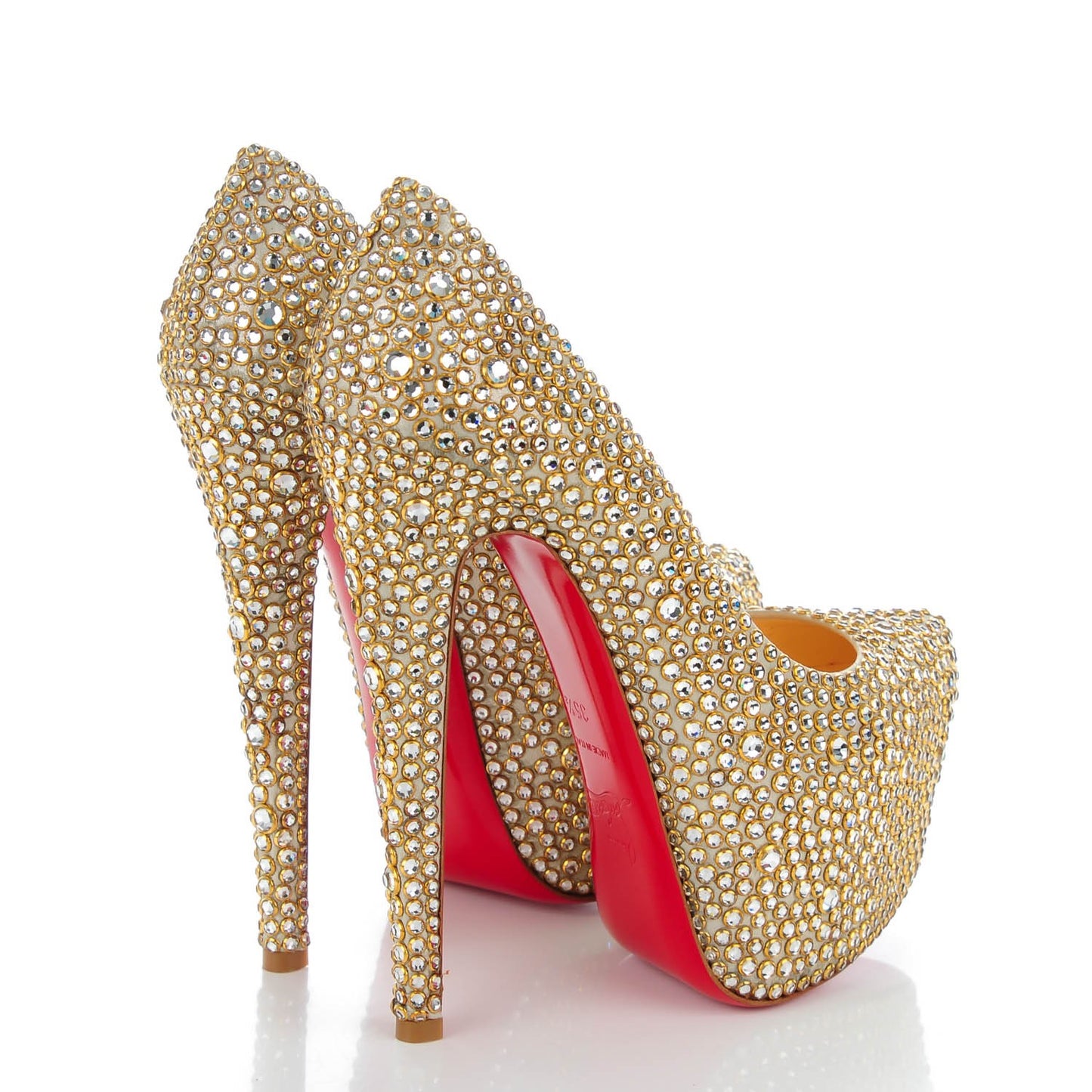 Crystal Suede Burma Daffodile Strass 160 Pumps 35.5 Gold