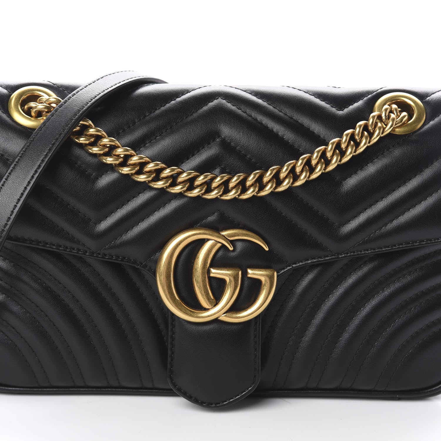 Gucci Calfskin Matelasse Small GG Marmont Shoulder Bag Black 7 of 7