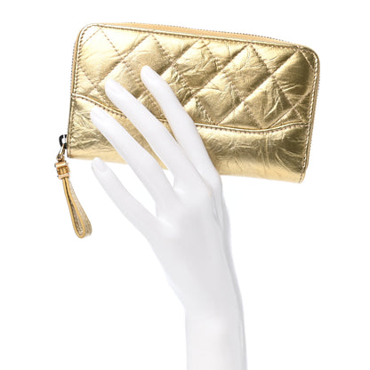 Chanel Metallic Aged Calfskin Quilted Small Gabrielle Zip Around Wallet Gold 2 of 8