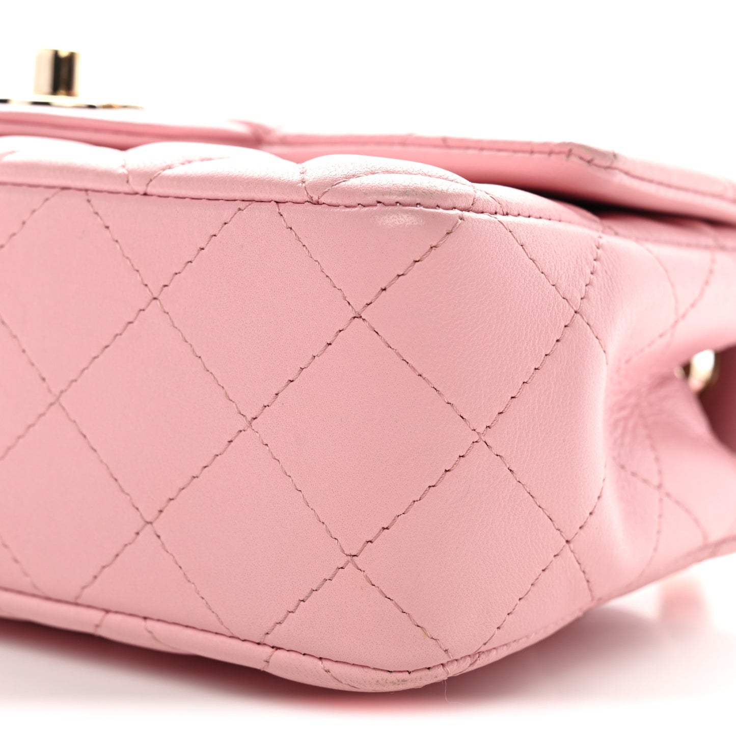 Lambskin Quilted Mini Rectangular Flap Light Pink