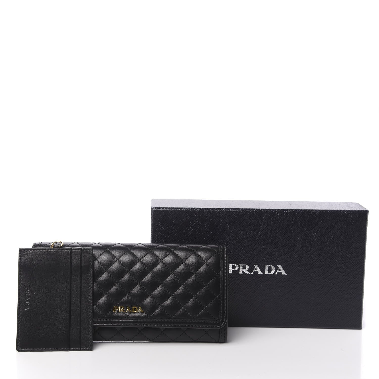 Prada Soft Calf Quilted Continental Flap Wallet Black 7 of 7