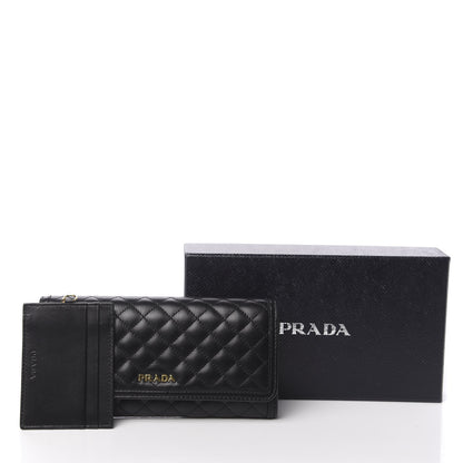 Prada Soft Calf Quilted Continental Flap Wallet Black 7 of 7