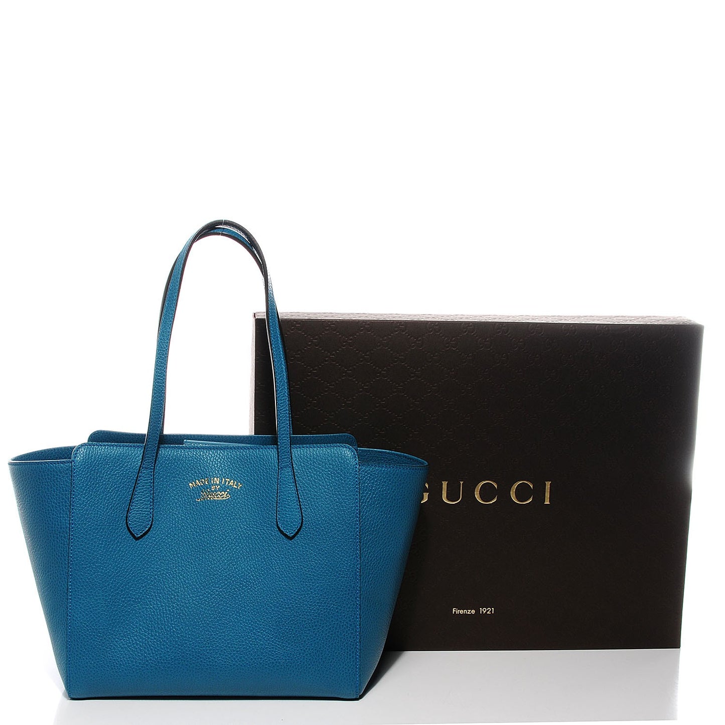 Dollar Calfskin Small Swing Tote Deep Cobalt
