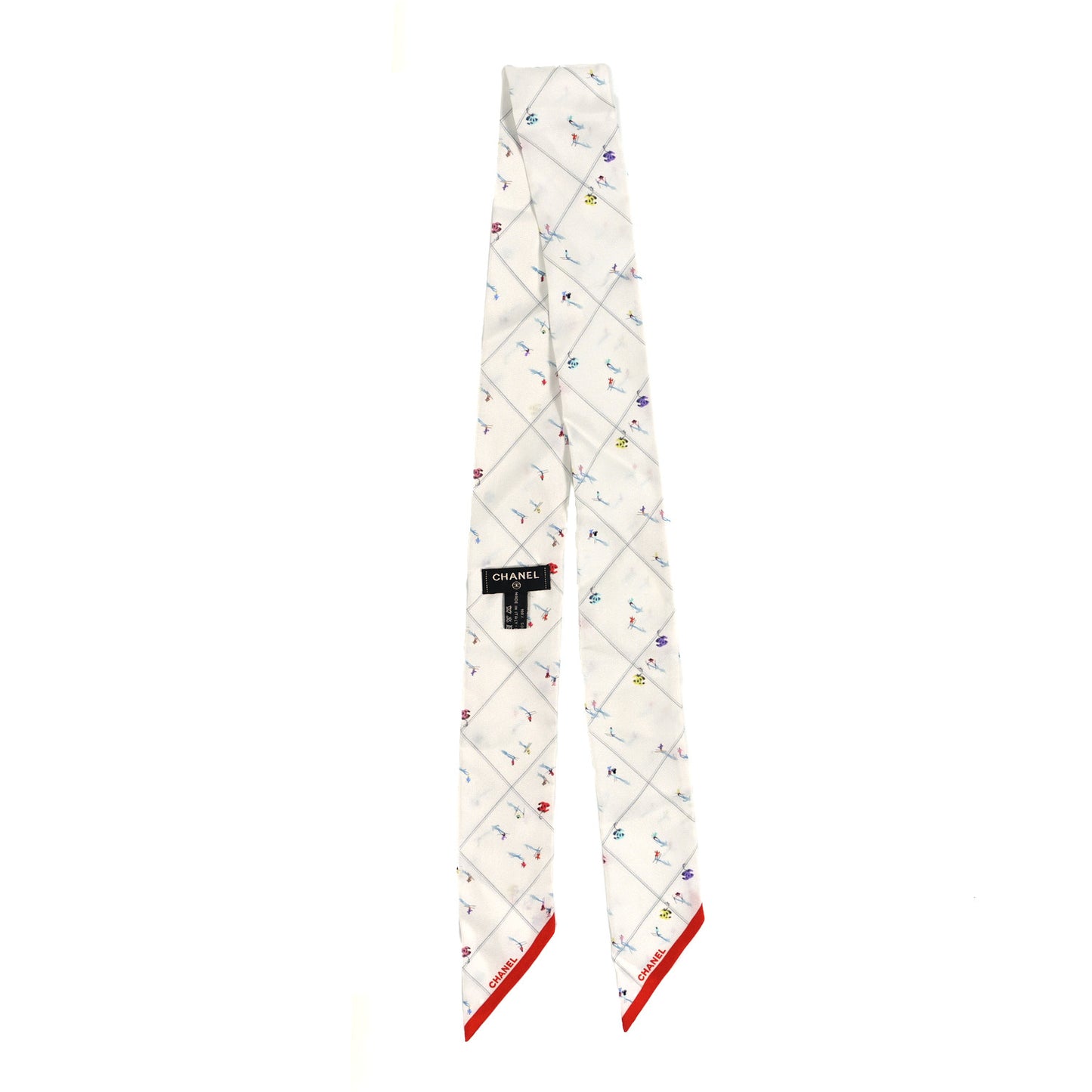 Silk CC Slim Bandeau Scarf White Pink Multicolor