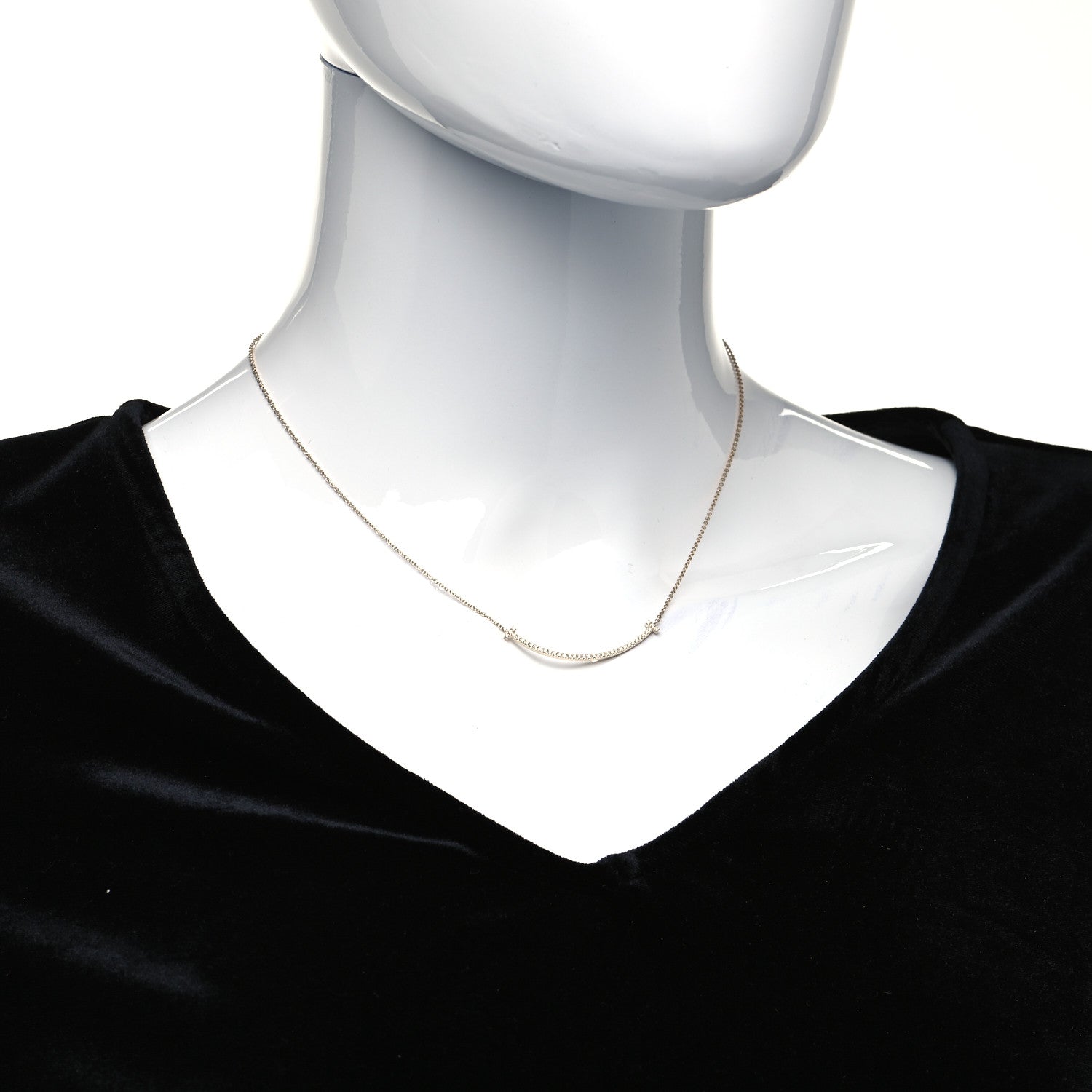 Tiffany 18K Yellow Gold Diamond Small T Smile Pendant Necklace 13 of 14