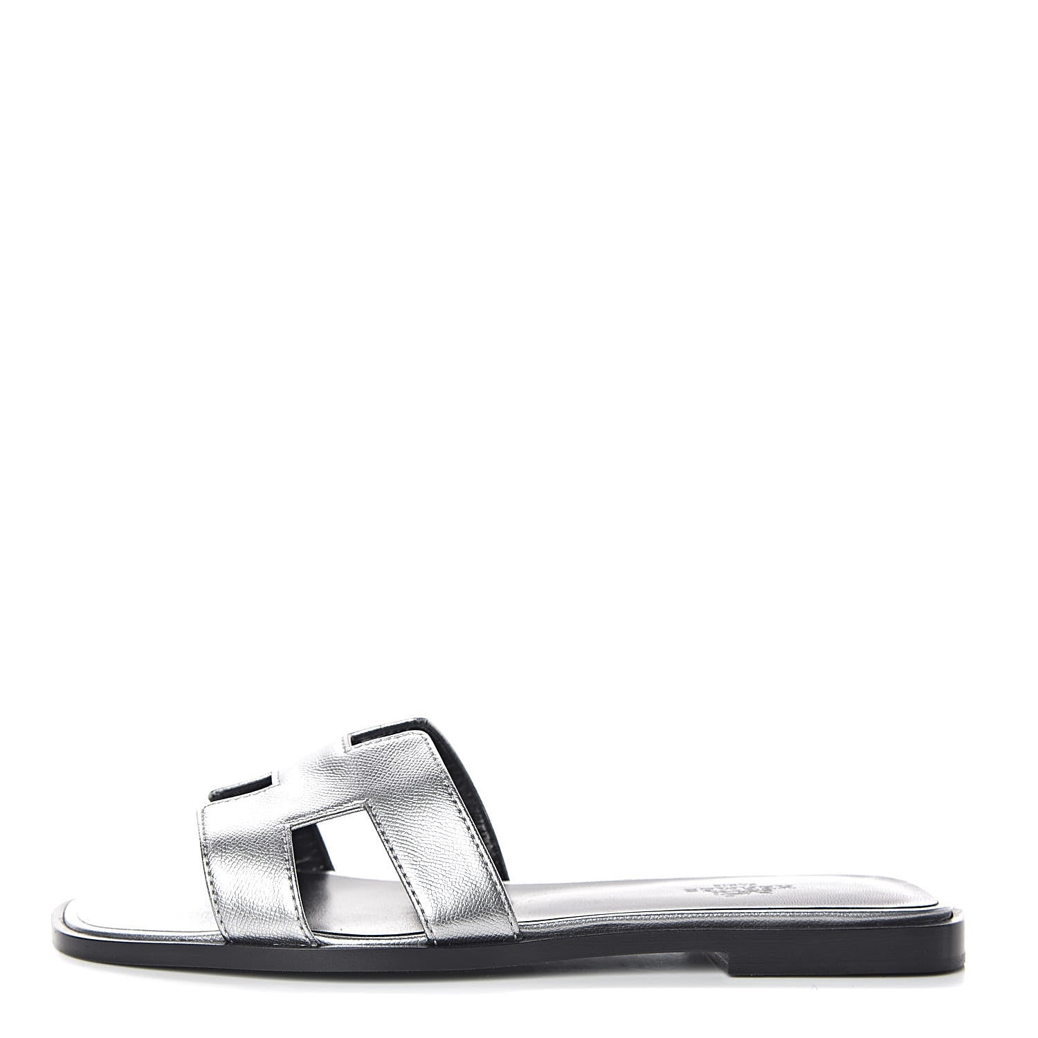 Hermes Metallic Epsom Oran Sandals 37 Argent 1 of 8