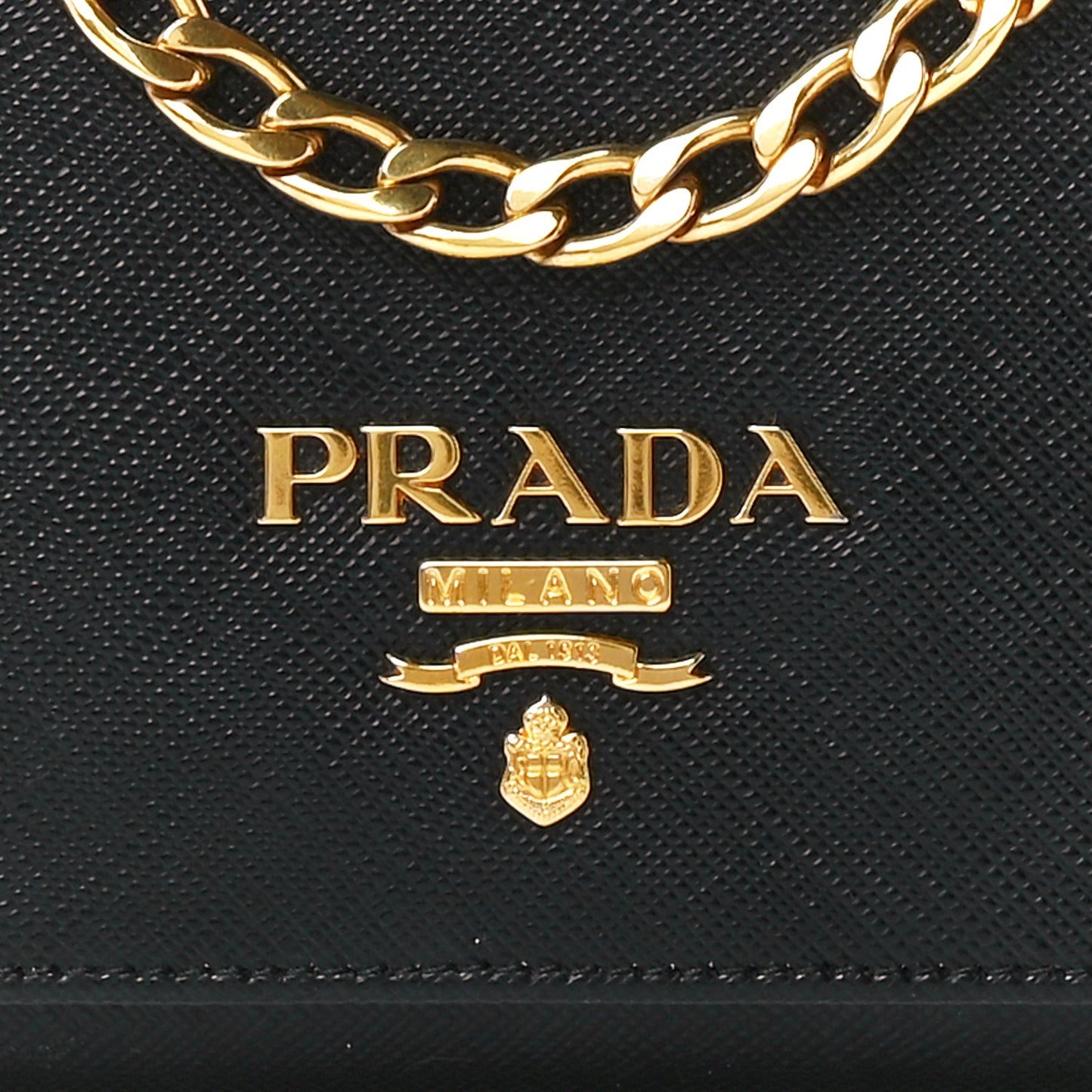 Saffiano Lux Chain Wallet Black