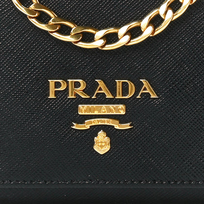Prada Saffiano Lux Chain Wallet Black 8 of 12