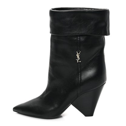 Saint Laurent Calfskin Liz 85 Wedge Booties 36.5 Black 1 of 8