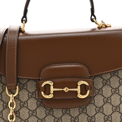 Gucci GG Supreme Monogram Calfskin Medium Horsebit 1955 Top Handle Bag Beige Ebony Brown Sugar 9 of 11