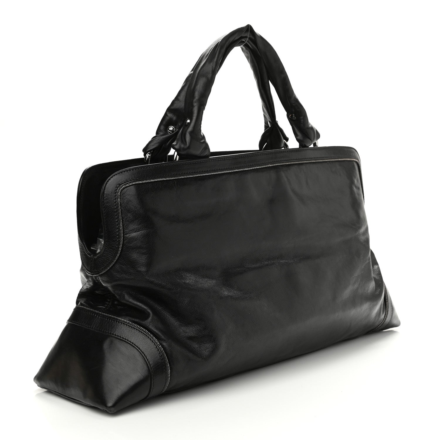 Chanel Lambskin East West Soho Shopper Black 3 of 10