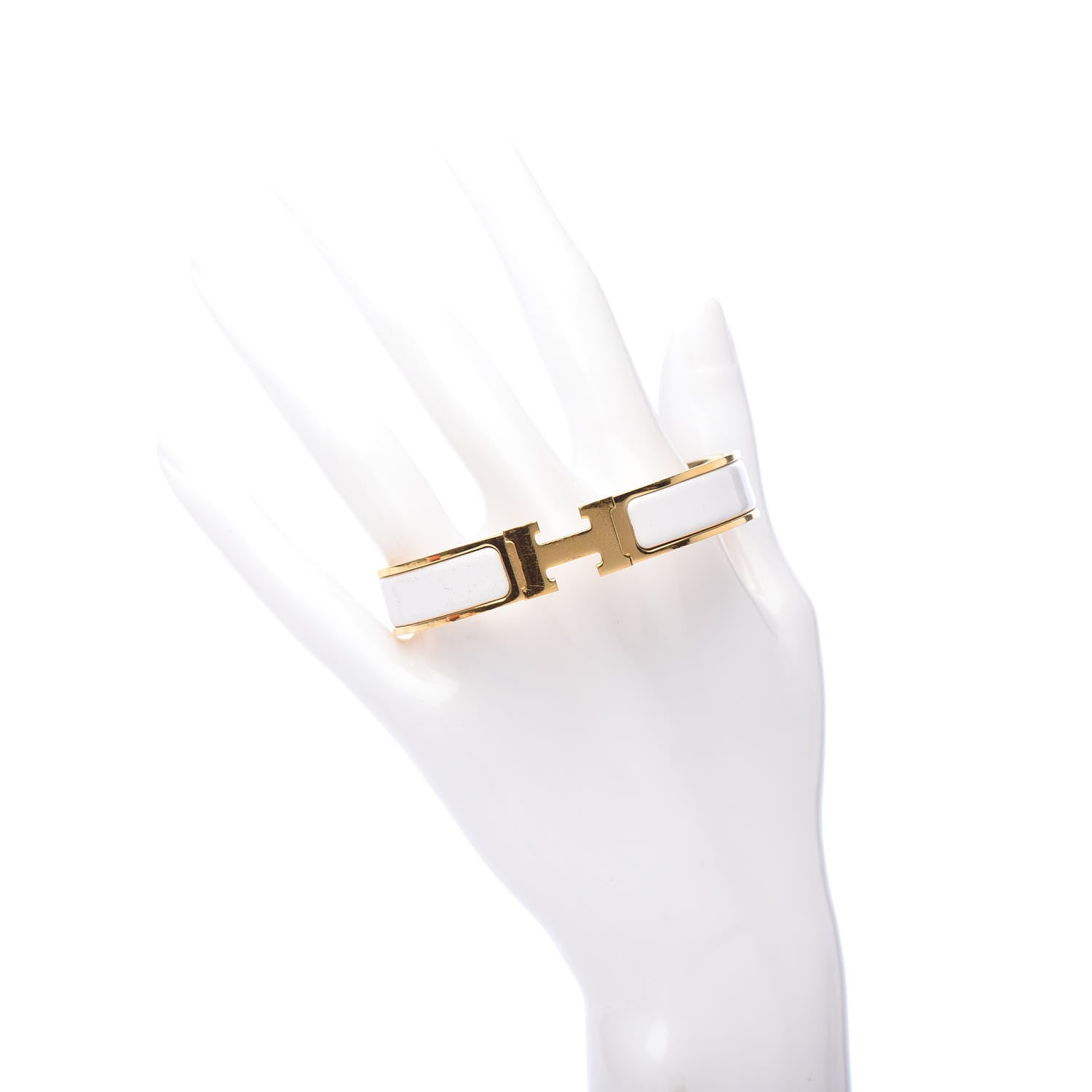 Hermes Enamel Narrow Clic Clac H Bracelet GM White 2 of 5