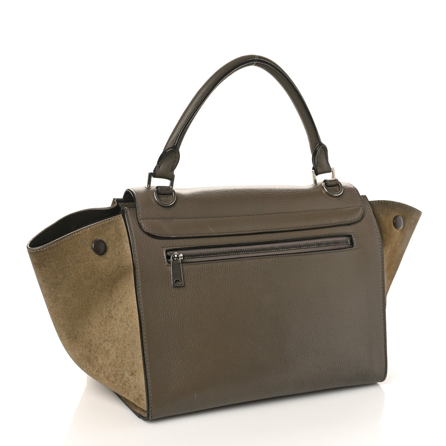 Drummed Calfskin Suede Small Trapeze Souris
