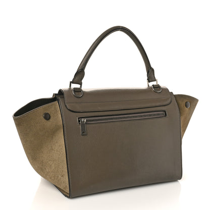 Celine Drummed Calfskin Suede Small Trapeze Souris 3 of 10