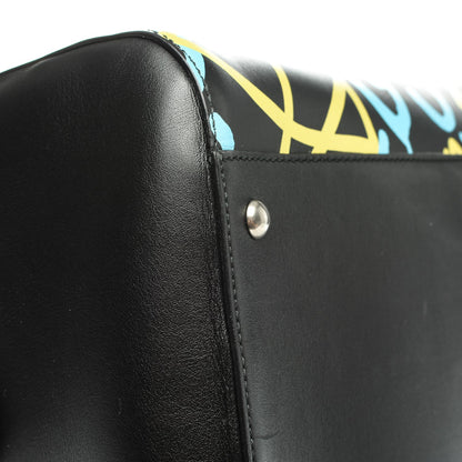 Gucci Calfskin GucciGhost Print Duffle Black New Acquamarine 9 of 11