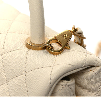 Chanel Caviar Quilted Small Coco Handle Flap White 9 of 9
