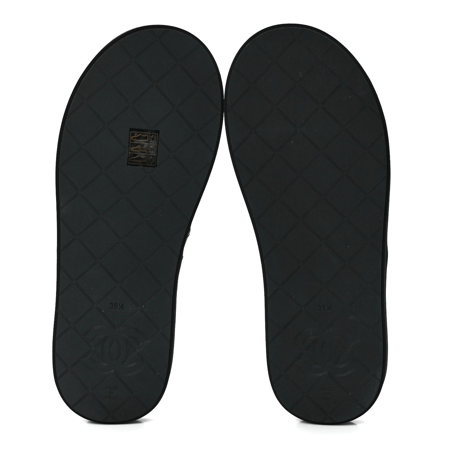 Lambskin Quilted Padded Charms Thong Sandals 39.5 Black