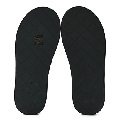 Chanel Lambskin Quilted Padded Charms Thong Sandals 39.5 Black 5 of 8
