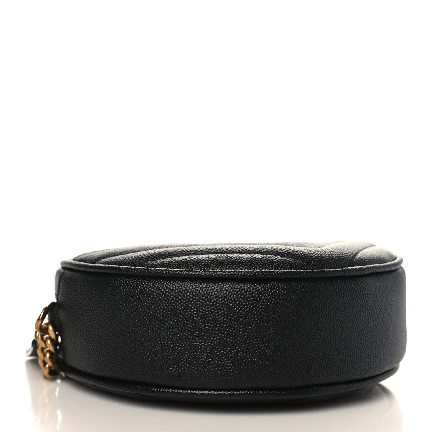 Saint Laurent Grain De Poudre Matelasse Chevron Quilted Round Vinyle Camera Bag Black 4 of 8