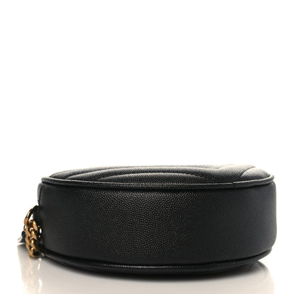 Saint Laurent Grain De Poudre Matelasse Chevron Quilted Round Vinyle Camera Bag Black 4 of 8