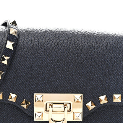 Valentino Garavani Pebbled Calfskin Mini Rockstud Crossbody Bag Navy Blue 7 of 9
