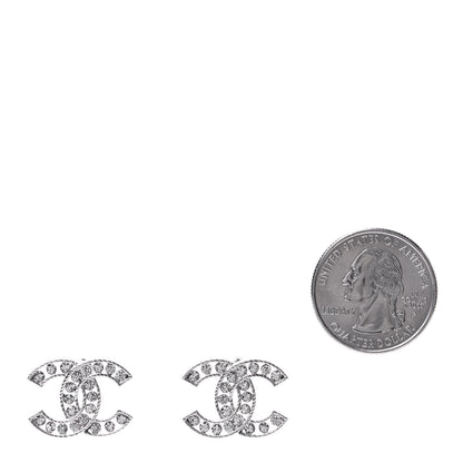 Chanel Crystal CC Earrings Silver 2 of 4