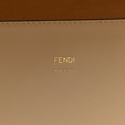 Fendi Vitello King Plexiglass Metal Stitch Logo Embossed Medium Fendi Sunshine Shopper Tote Pergamena 6 of 11