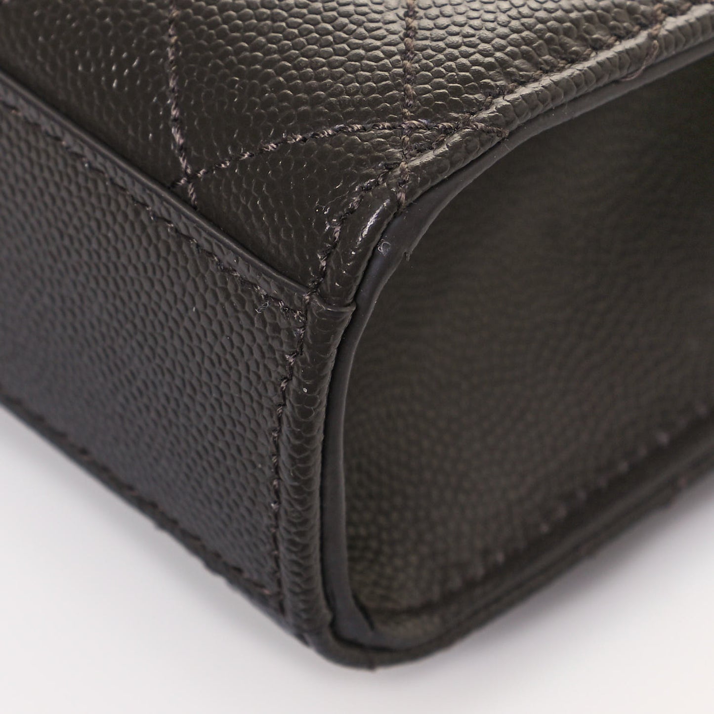 Grain De Poudre Textured Mixed Matelasse Triquilt Small Monogram Satchel Pebble