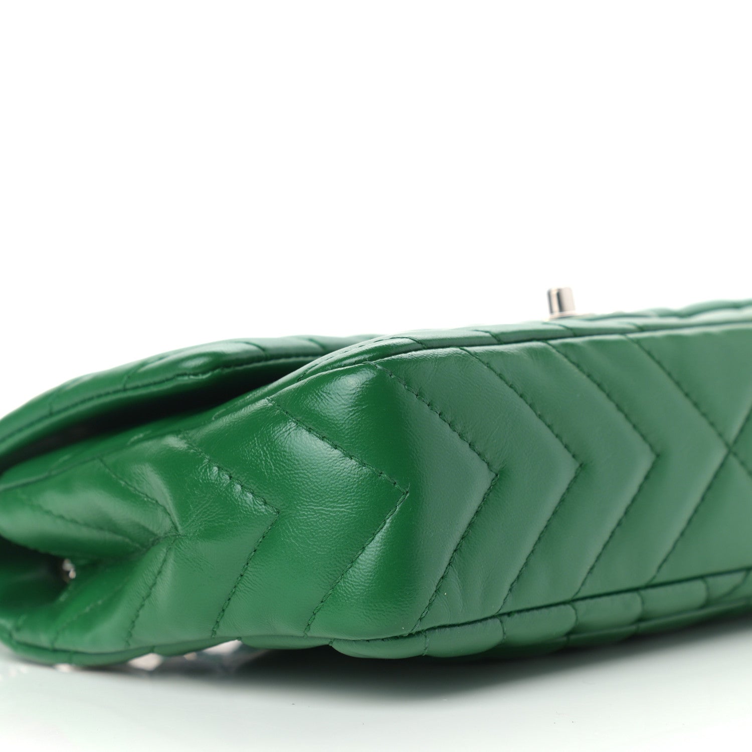 Chanel Lambskin Chevron Quilted Medium Single Flap Green 8 of 13