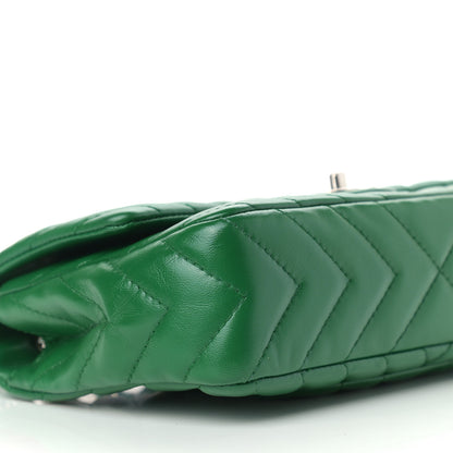Chanel Lambskin Chevron Quilted Medium Single Flap Green 8 of 13