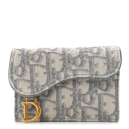 Christian Dior Oblique Saddle Card Holder Gray 1 of 7