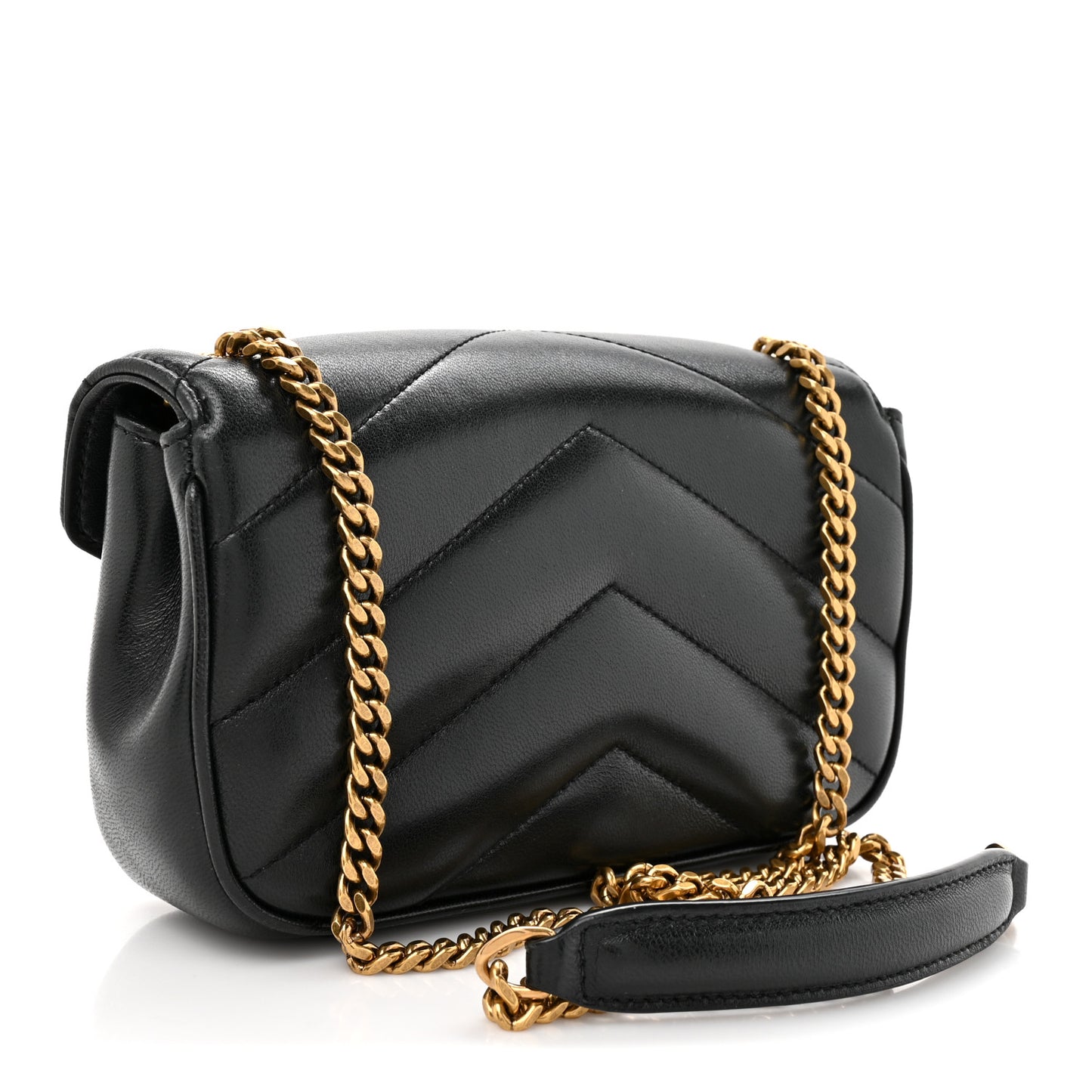 Lambskin Chevron Quilted Mini Loulou Black