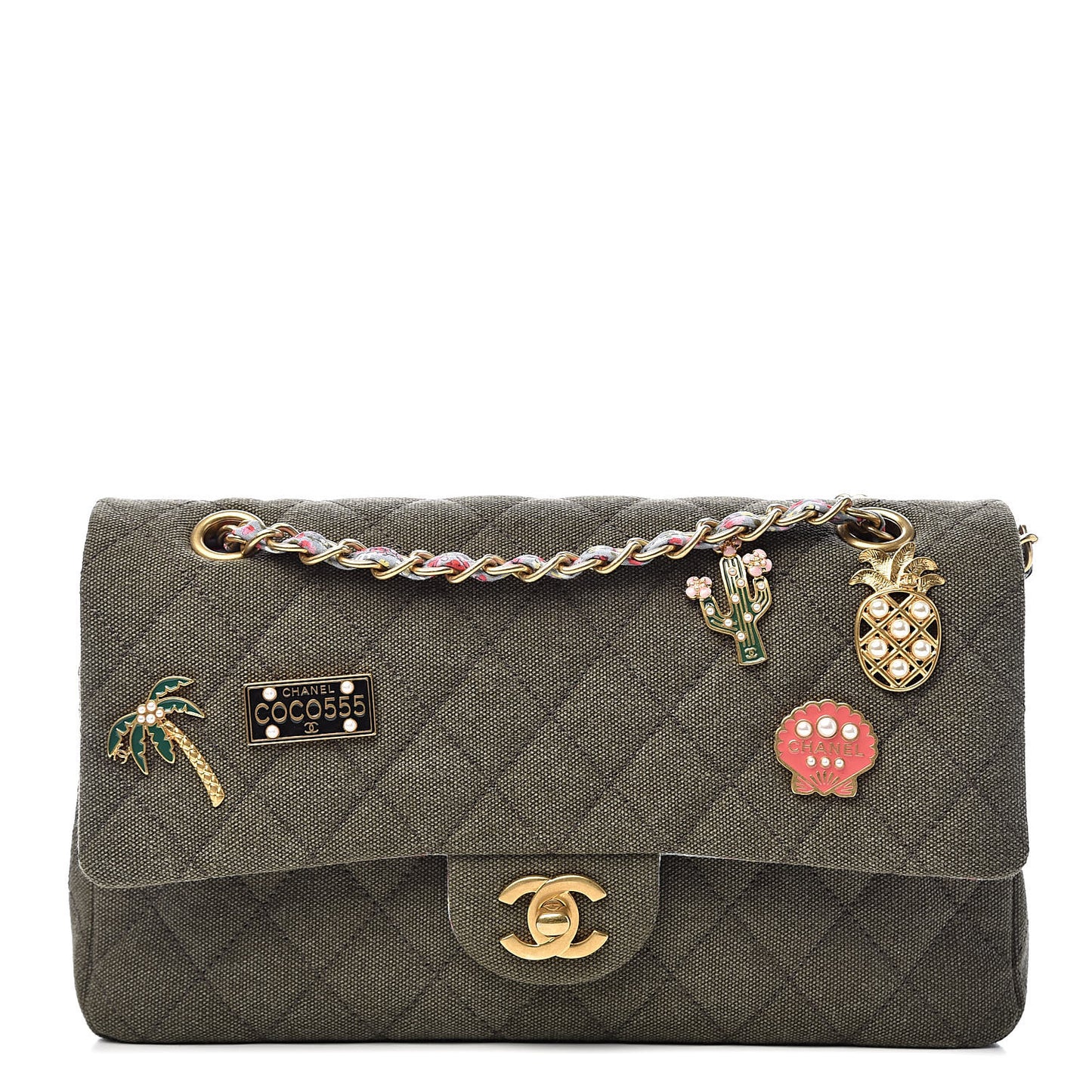Toile Quilted Medium Cuba Double Flap Khaki