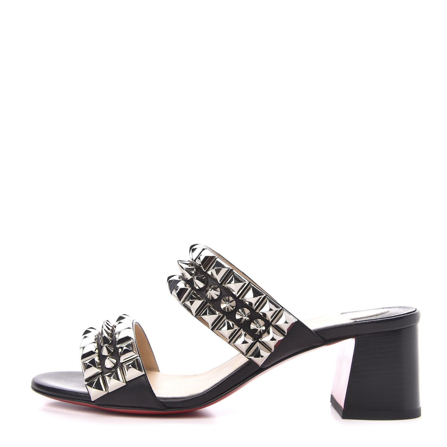 Calfskin Studded Tina Goes Mad 55 Slide Sandals 37 Black
