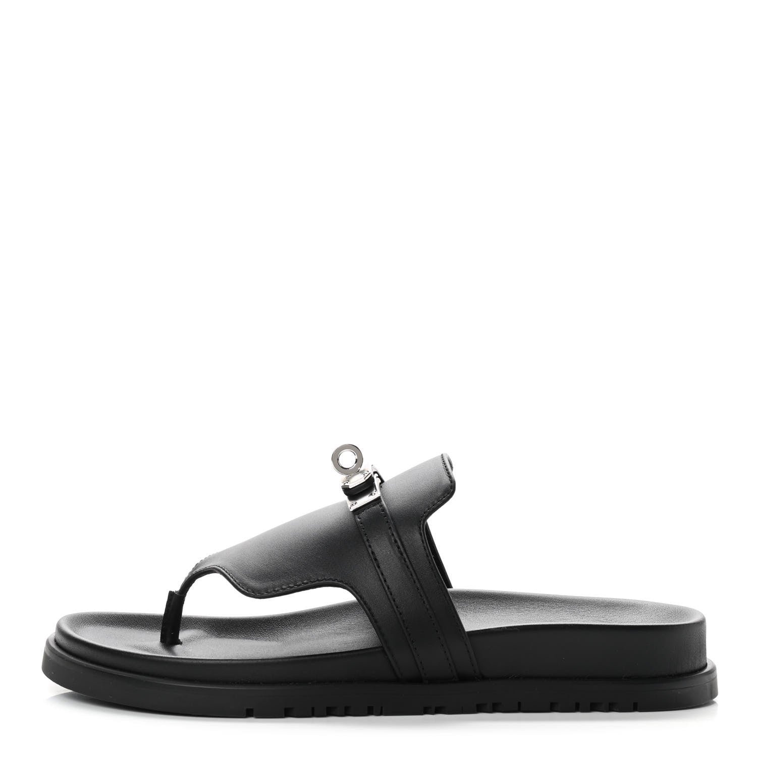 Hermes Calfskin Womens Empire Sandals 37 Black 1 of 9