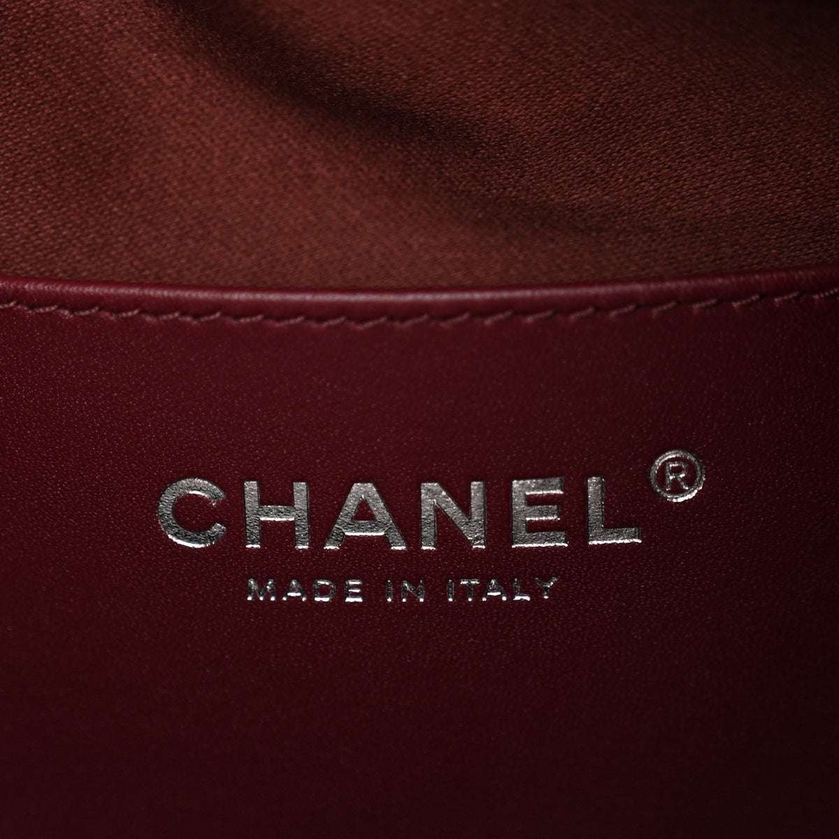 Shiny Crumpled Calfskin Quilted Medium Chanel 25 Handbag Dark Burgundy