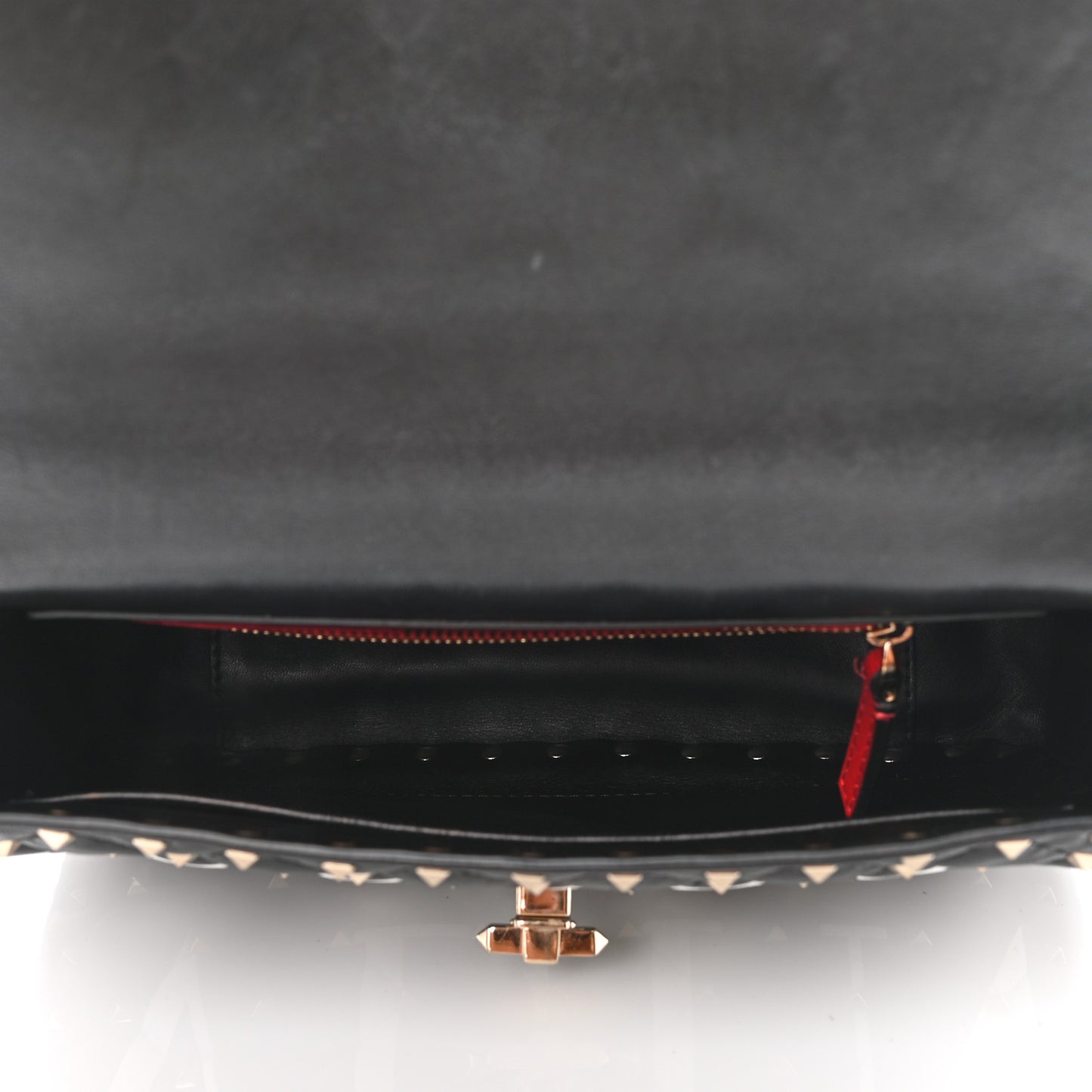 Lambskin VLTN Print Medium Rockstud Spike Shoulder Bag Black