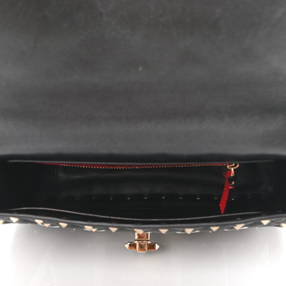 Valentino Garavani Lambskin VLTN Print Medium Rockstud Spike Shoulder Bag Black 5 of 10