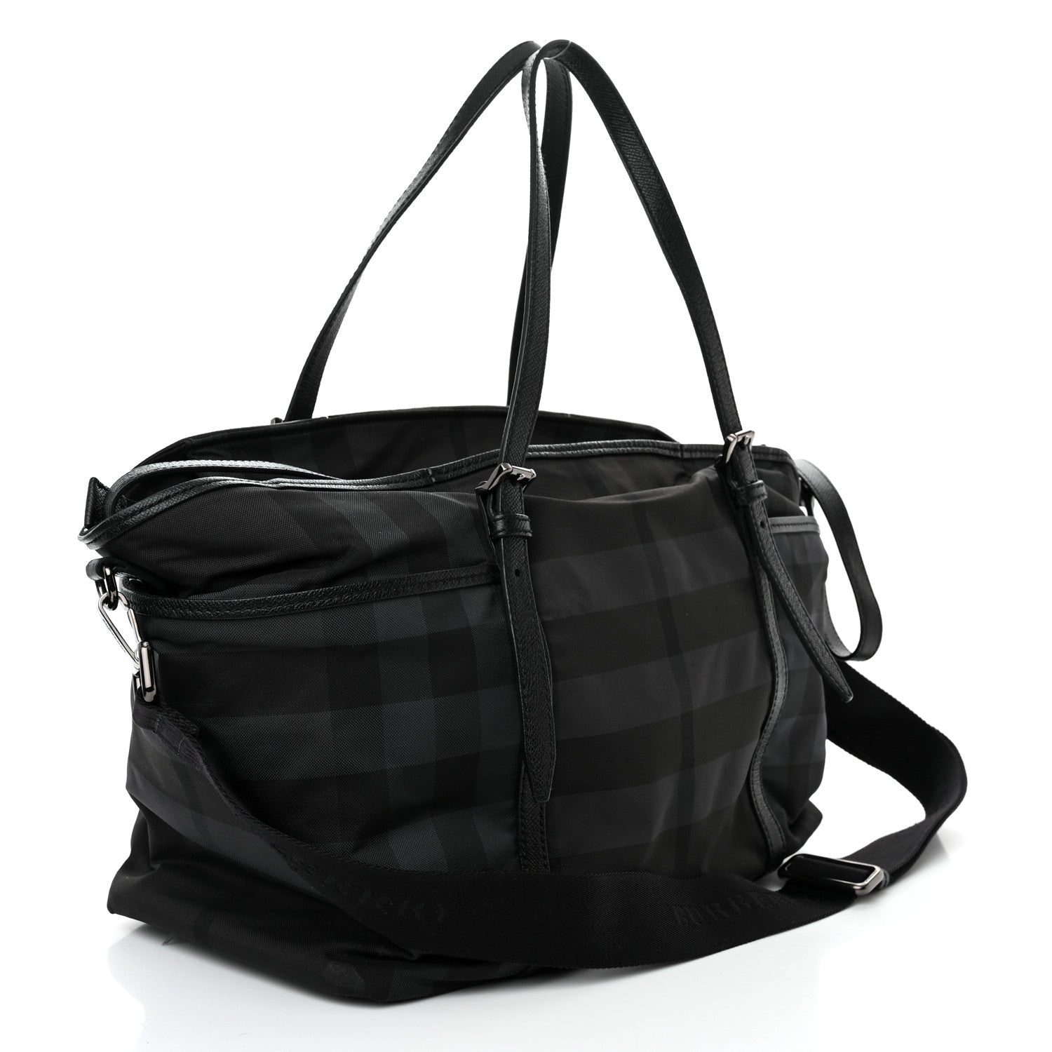 Burberry Nylon House Check Diaper Bag Black 4 of 15