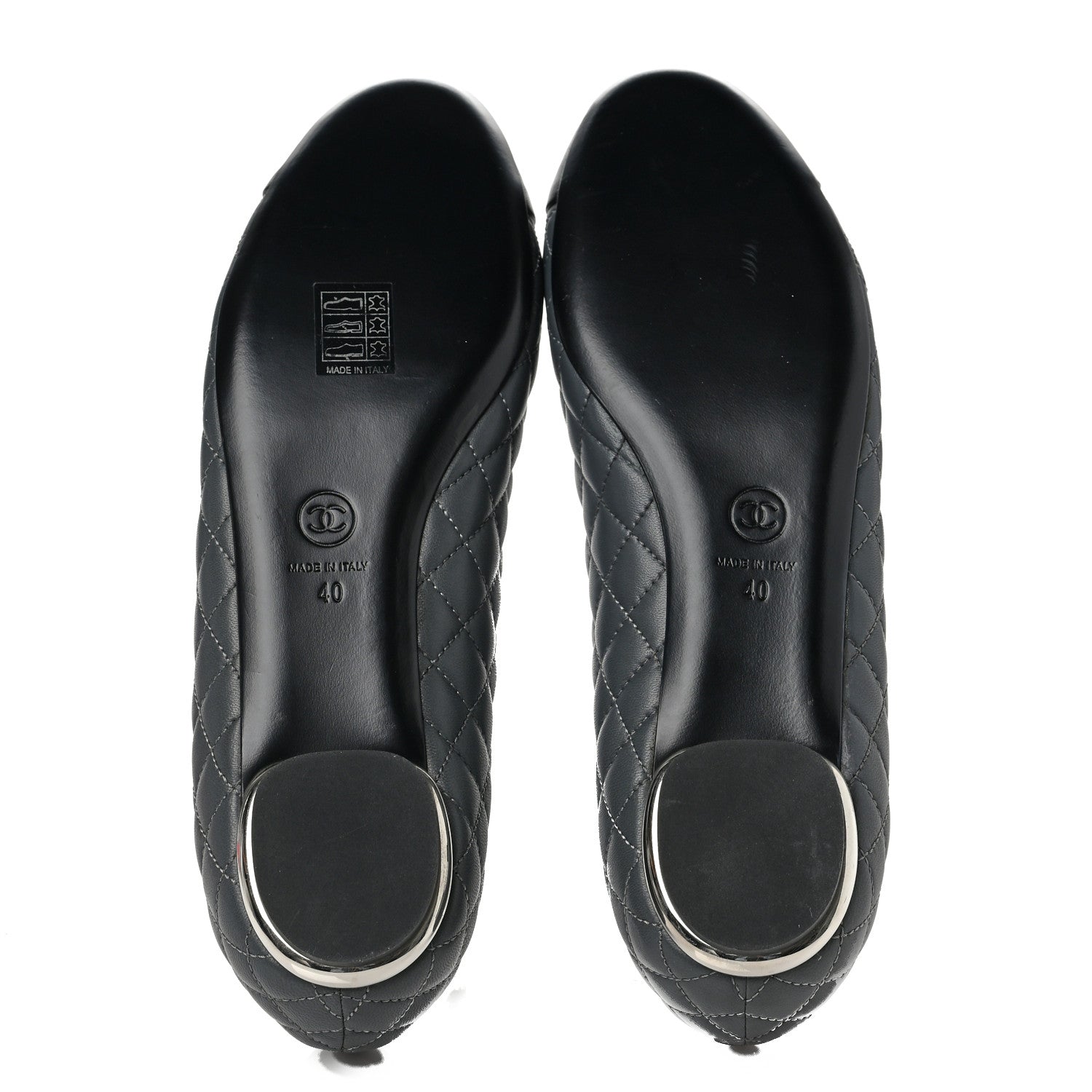 Chanel Lambskin Quilted Cap Toe Ballerina Flats 40 Charcoal Black 5 of 12