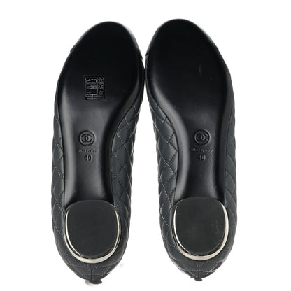 Chanel Lambskin Quilted Cap Toe Ballerina Flats 40 Charcoal Black 5 of 12