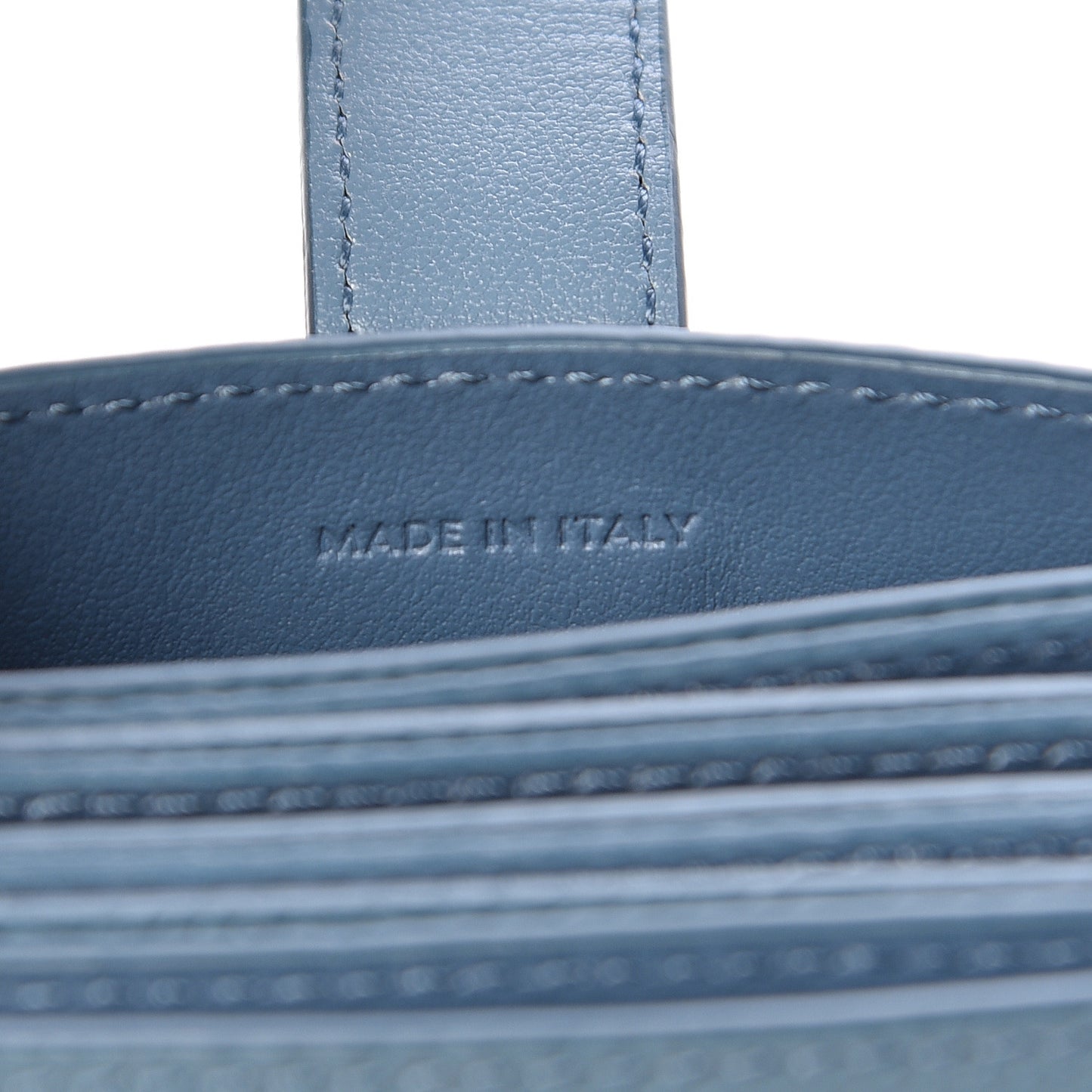 Grained Calfskin Strap Accordion Cardholder Slate Blue