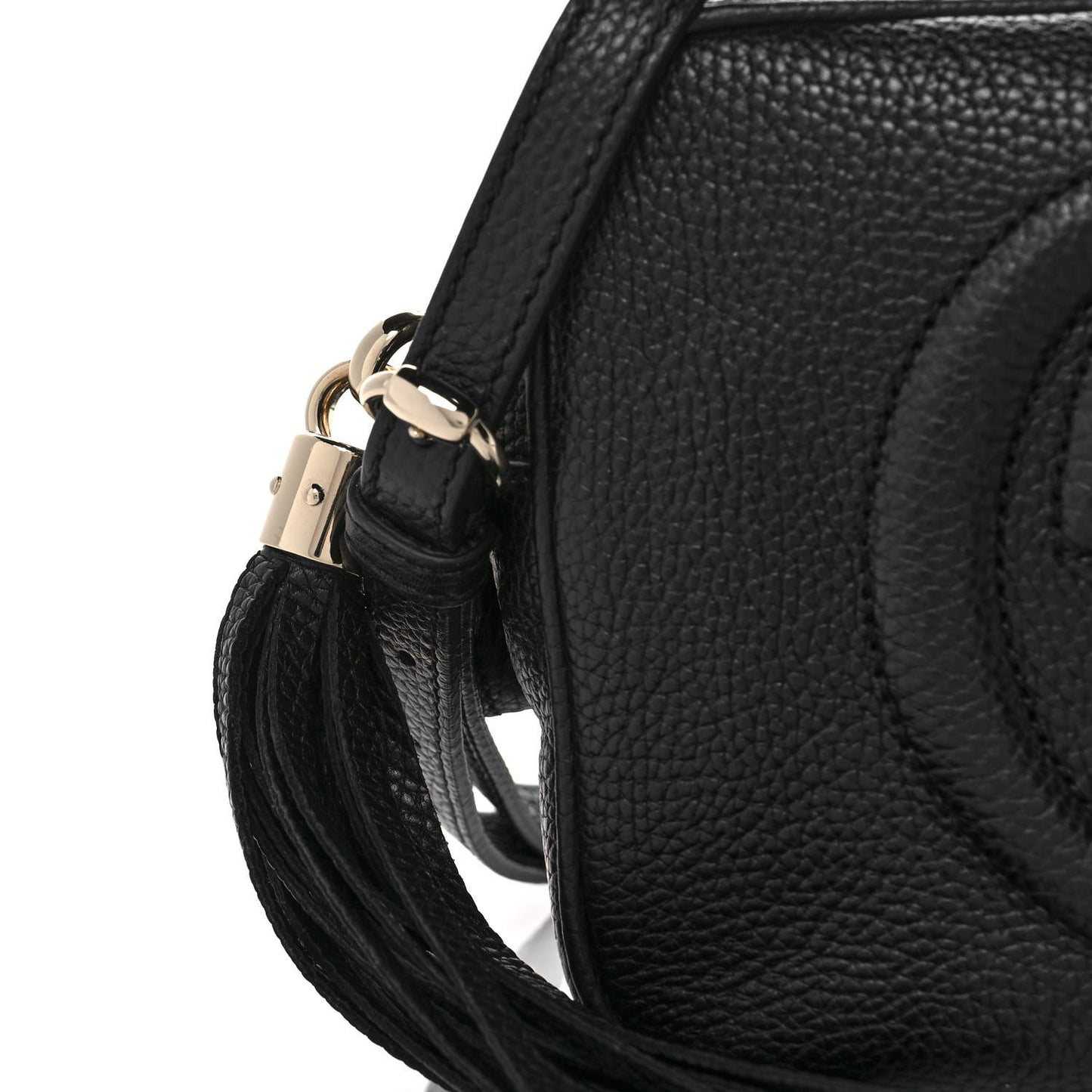 Pebbled Calfskin Small Soho Disco Bag Black