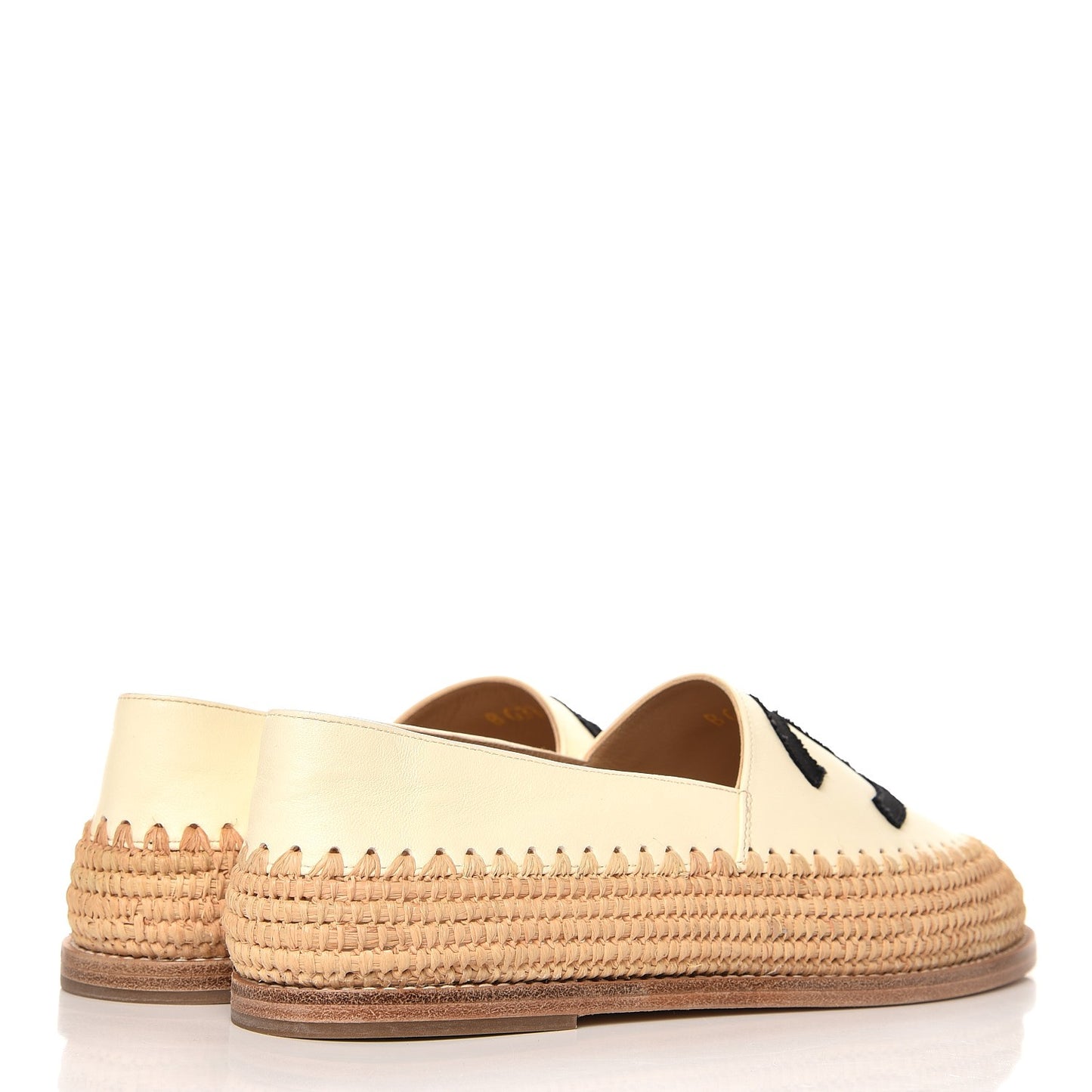 Lambskin Grosgrain CC Espadrilles 35 Ivory Black