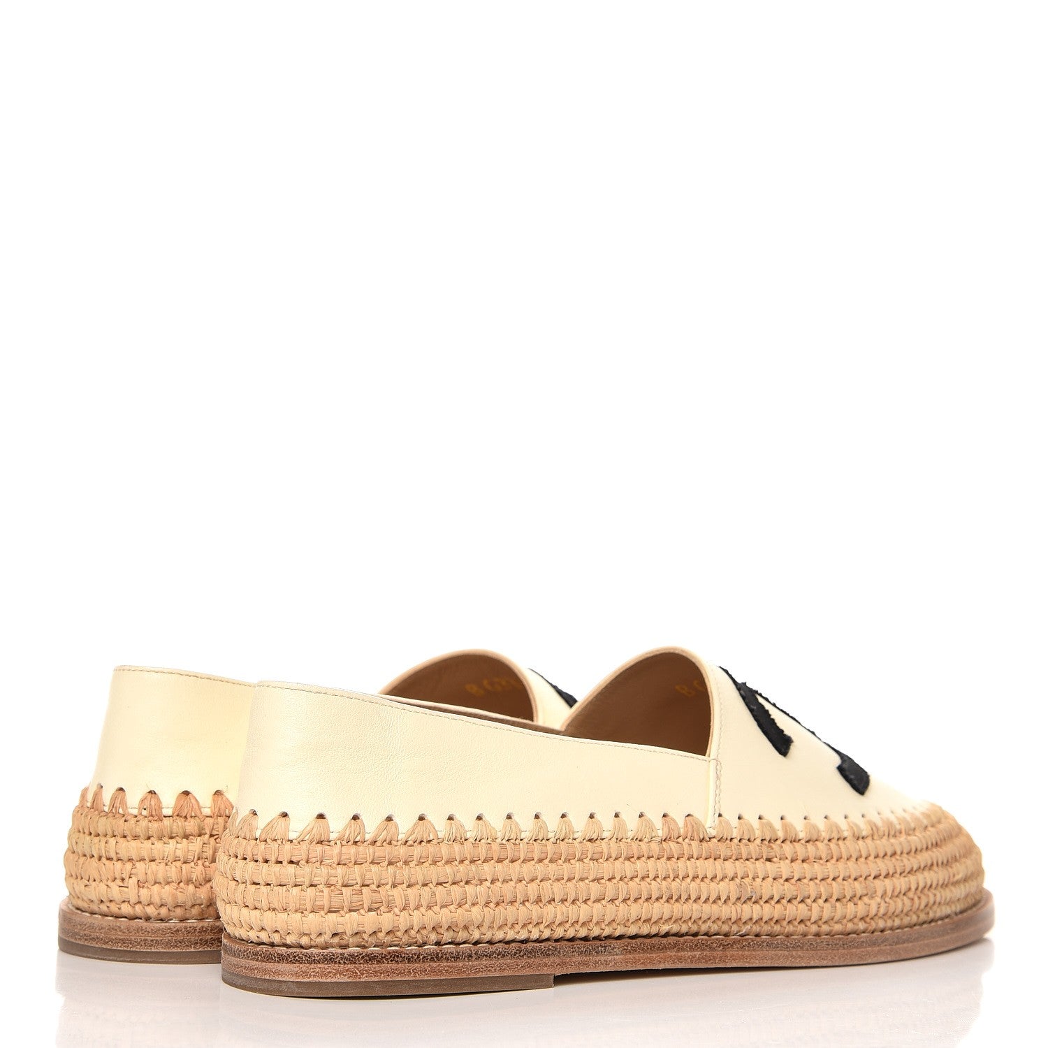 Chanel Lambskin Grosgrain CC Espadrilles 35 Ivory Black 4 of 9