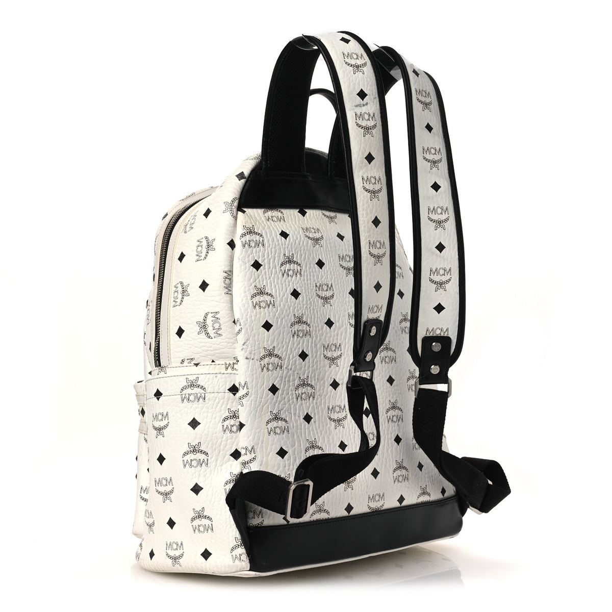 MCM Visetos Studded Medium Stark M Backpack White 1841028  display picture 3
