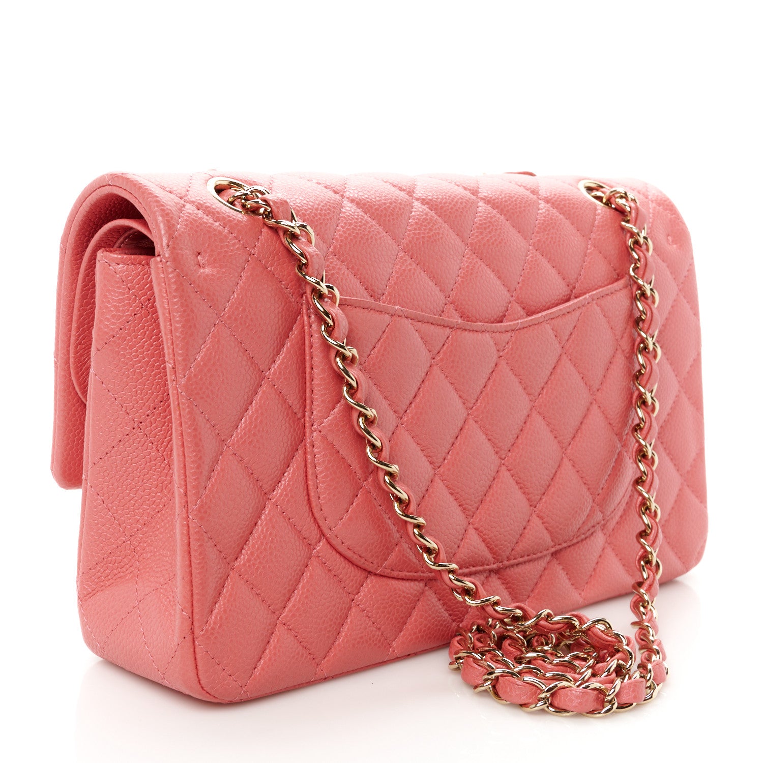 Chanel Metallic Caviar Quilted Medium Double Flap Pink 3 of 12