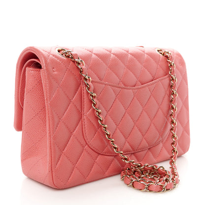 Chanel Metallic Caviar Quilted Medium Double Flap Pink 3 of 12