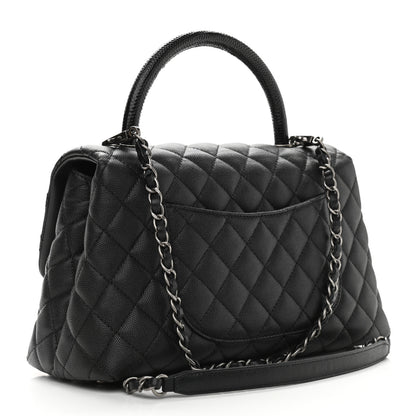 Chanel Caviar Lizard Quilted Small Coco Handle Flap Black 3 of 9