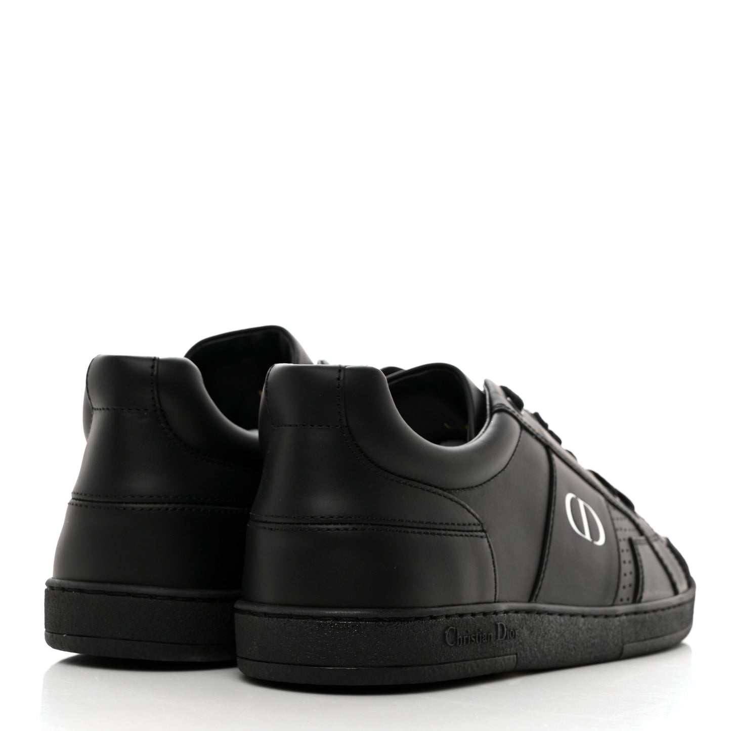 CHRISTIAN DIOR Calfskin Suede Logo Sneakers 39 Black